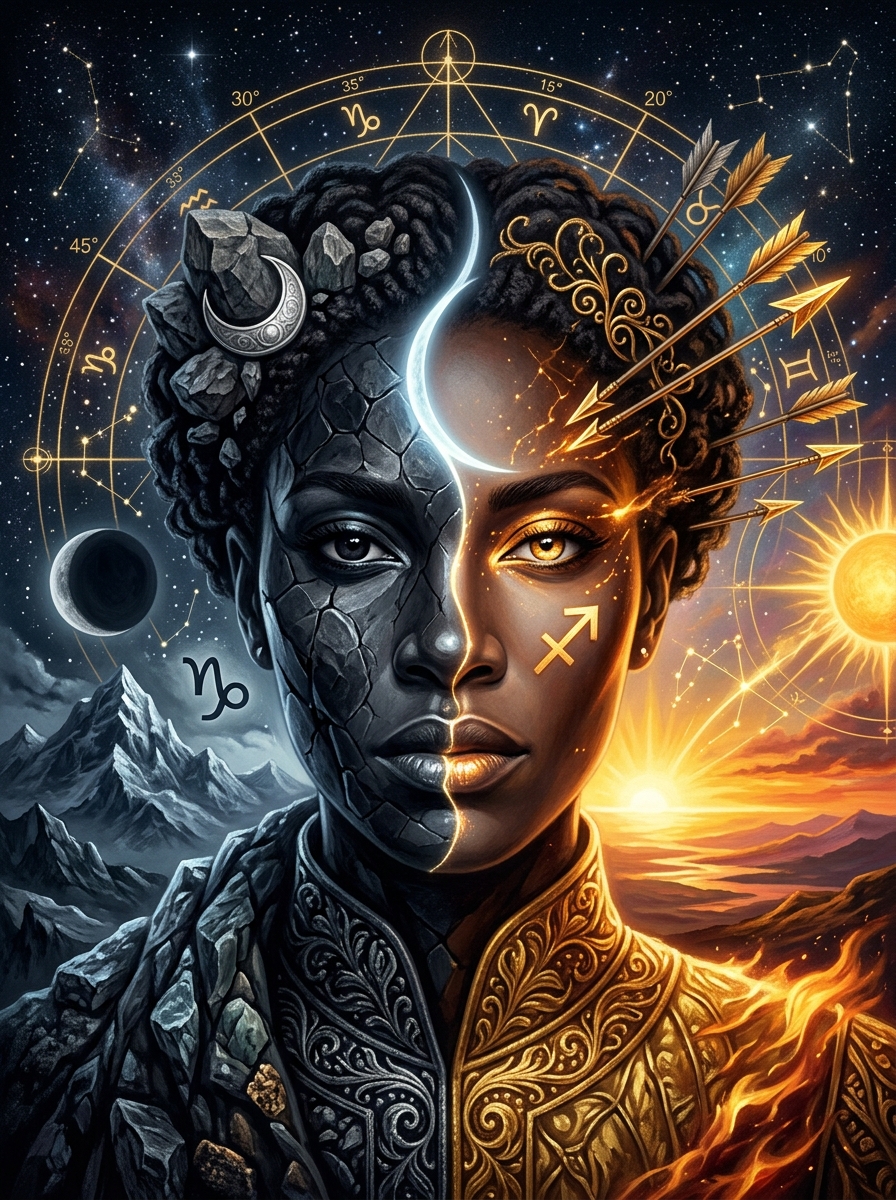 Capricorn Moon, Sagittarius Rising: The Disciplined Fire Beneath the Horizon
