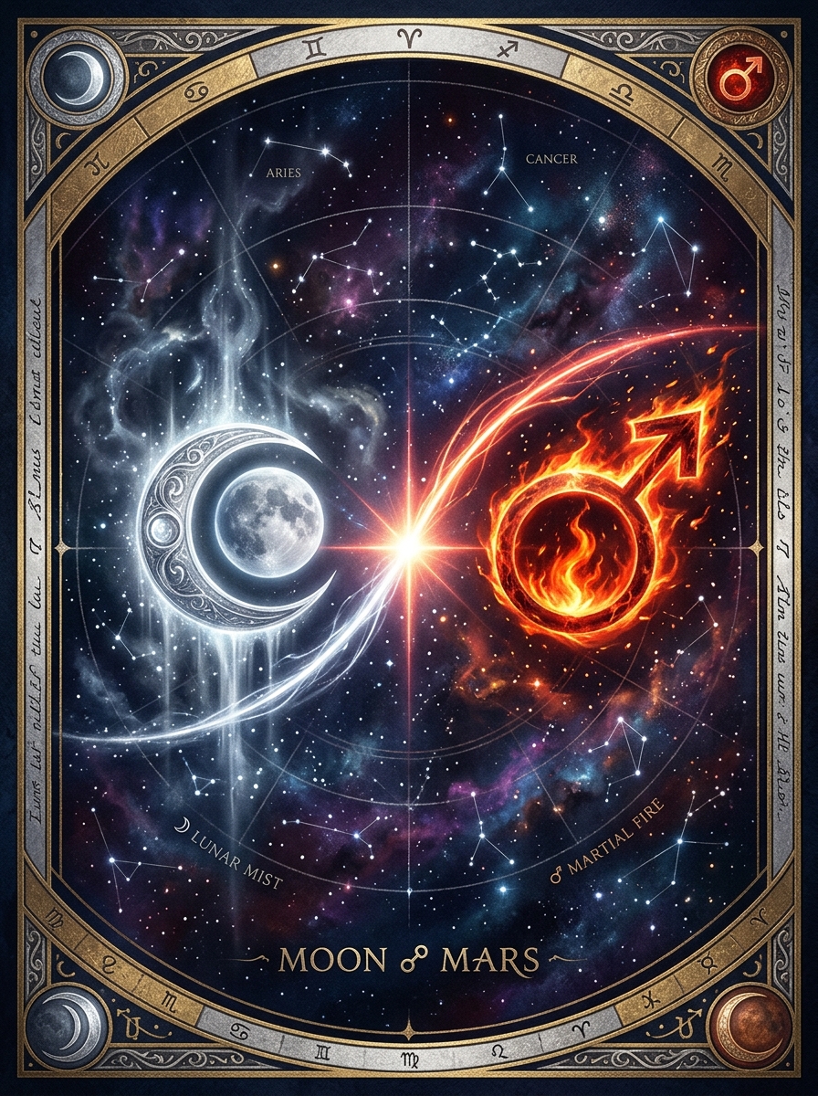 Moon Opposite Mars in Synastry: Desire, Friction, and the Pulse of Attraction
