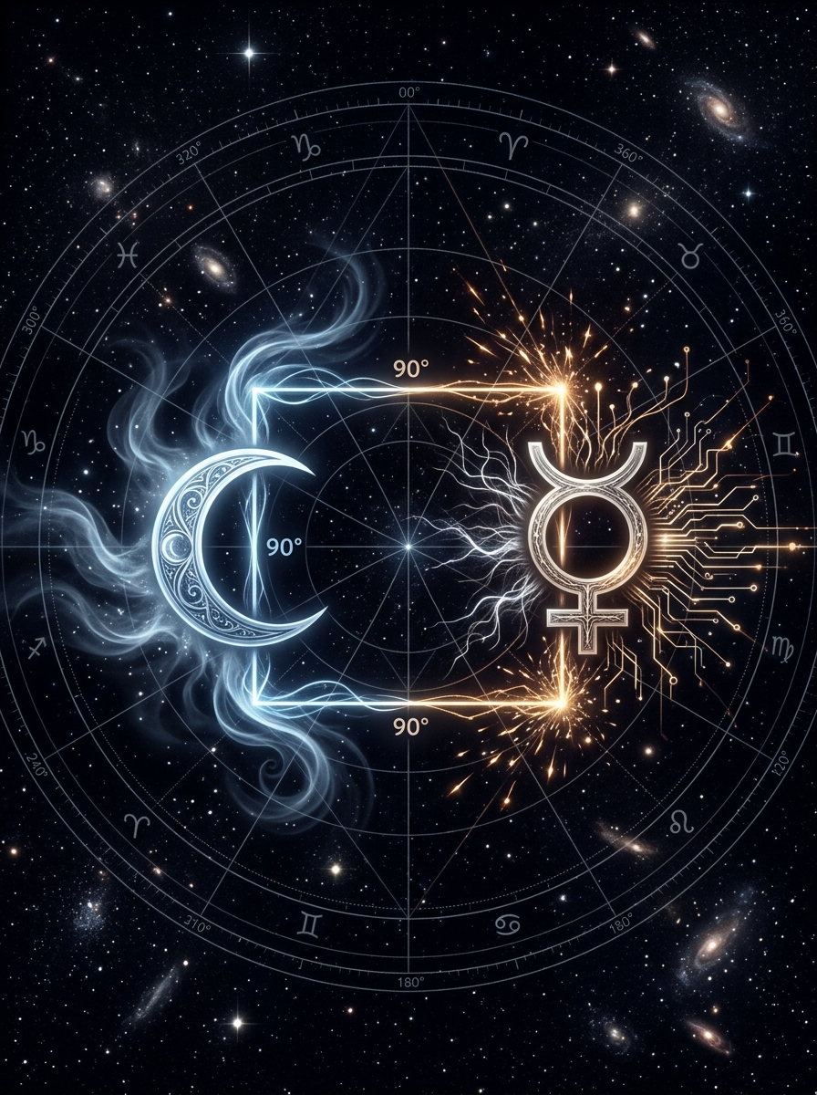 Moon Square Mercury Synastry: When Feeling and Thought Refuse Easy Peace