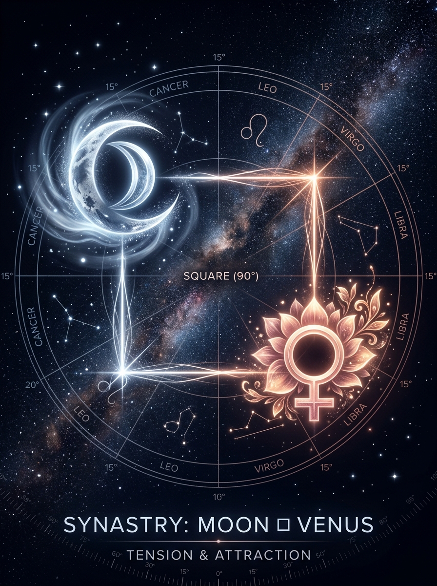 Moon Square Venus in Synastry: Sweetness Under Strain
