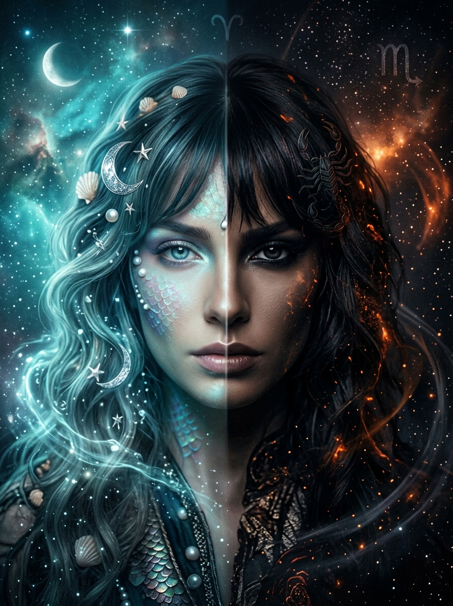 Pisces Moon, Scorpio Rising: The Tidal Interior Behind the Mask