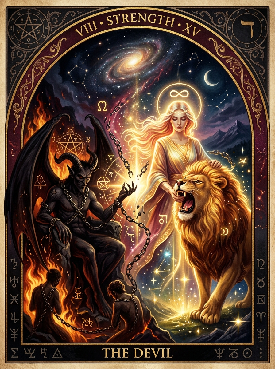 Strength and The Devil: The Lion, the Chain, and the Inner Bargain