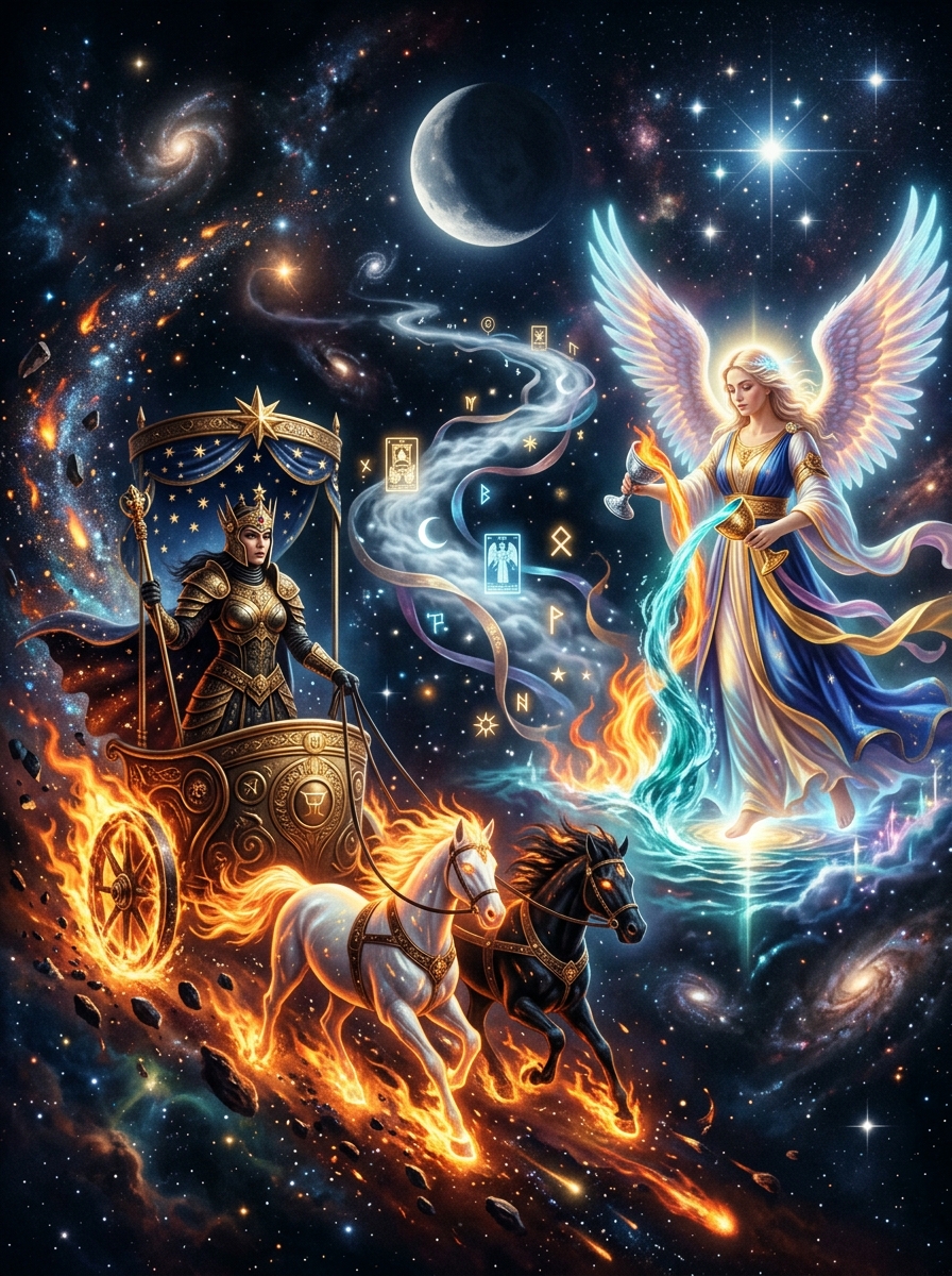 The Chariot and Temperance Tarot Combination: Victory Tempered by Wisdom
