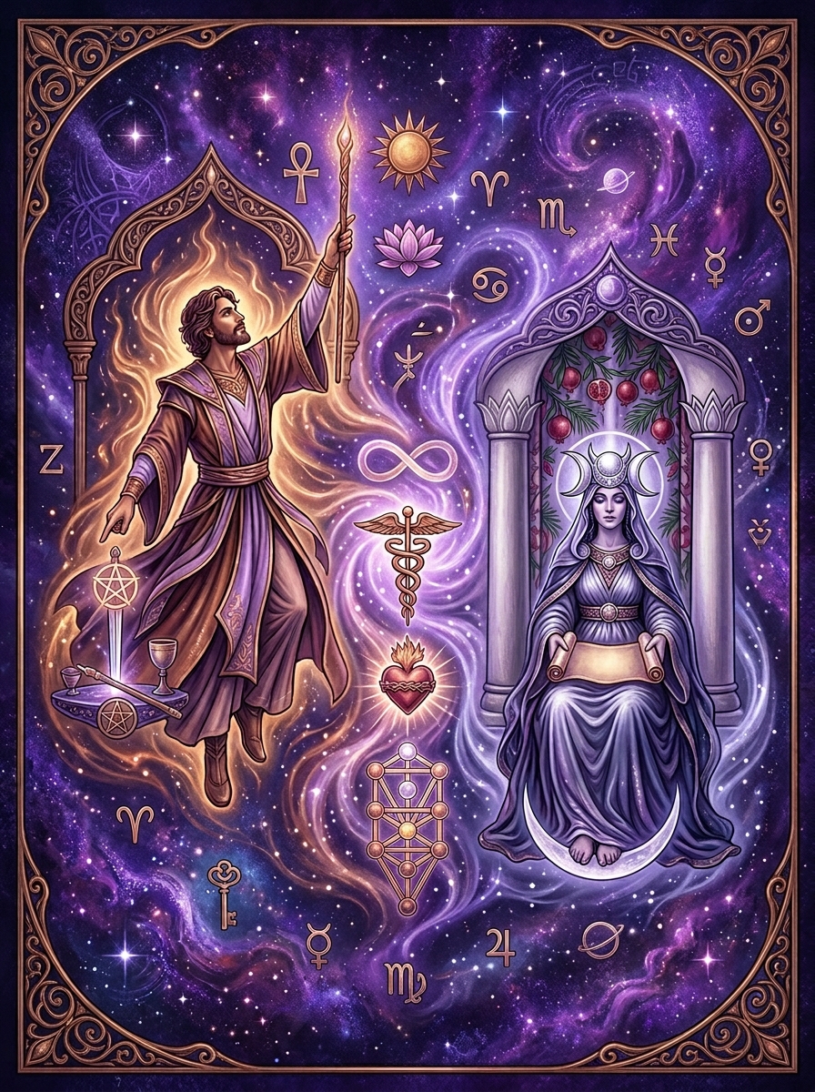 Combinación de El Mago y La Sacerdotisa en el Tarot: La unión de la acción y la intuición