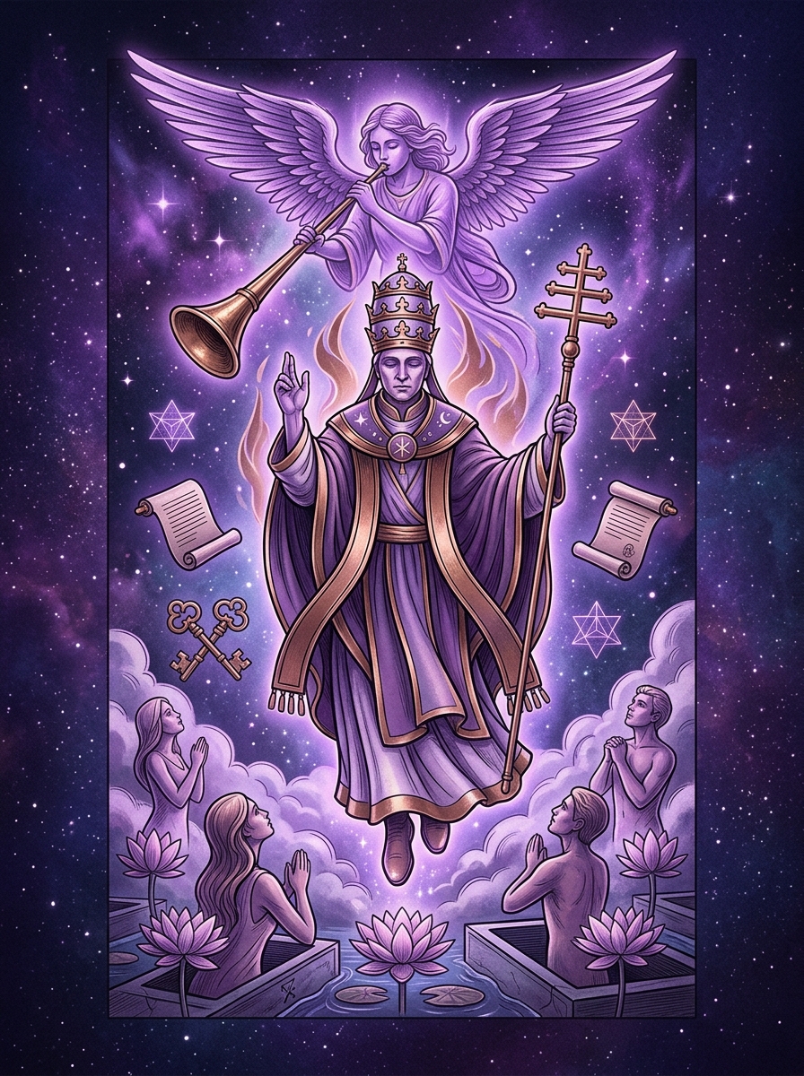 Combinación El Papa y El Juicio en el Tarot: tradición, despertar y renovación espiritual