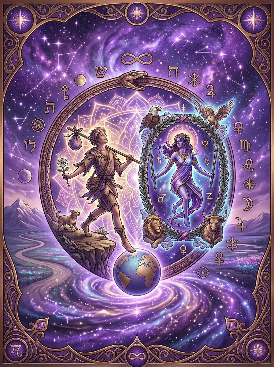 La combinación de El Loco y El Mundo en el Tarot: Del Caos Primigenio a la Realización Absoluta