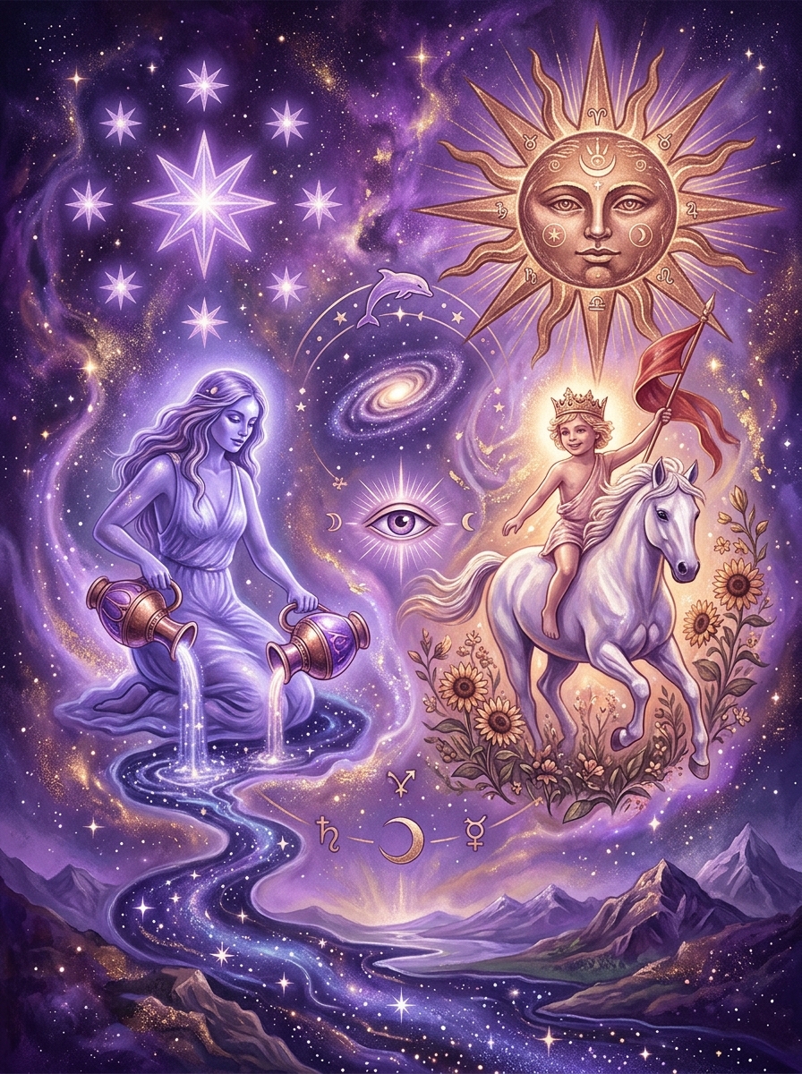La combinación de La Estrella y El Sol en el Tarot: Sinergia de Esperanza, Éxito y Sanación