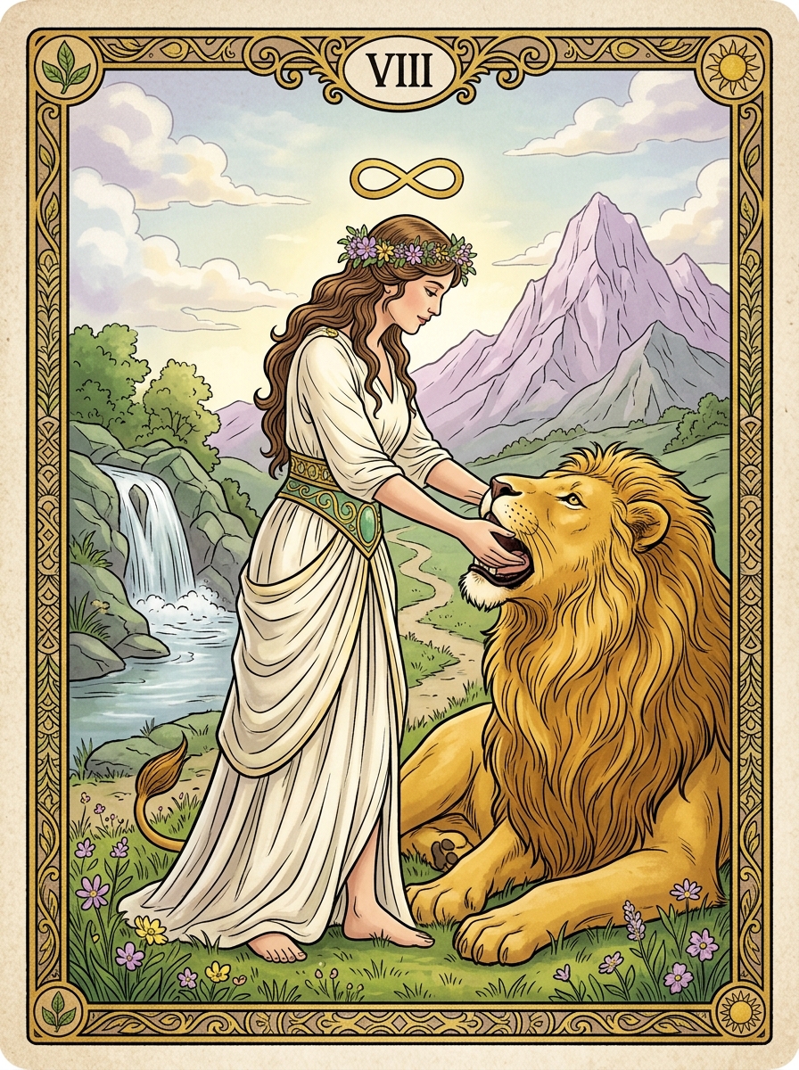 La Fuerza en el Tarot: Significado, Simbología e Integración de la Sombra