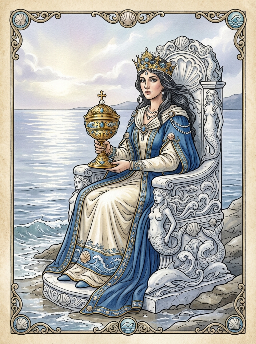 La Reina de Copas en el Tarot: Significado, Simbolismo e Interpretación