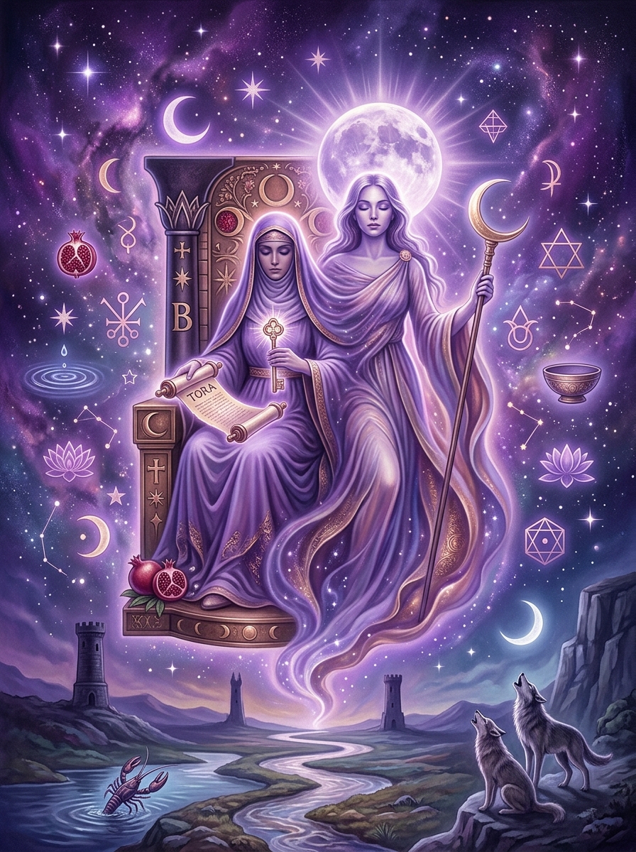 La Sacerdotisa y La Luna en el Tarot: El Misterio del Subconsciente y la Alta Sensibilidad Psíquica