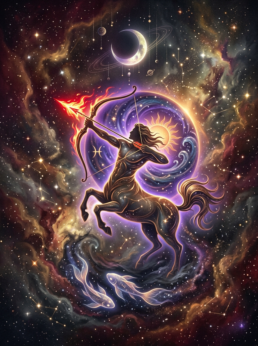 Sol en Piscis y Ascendente en Sagitario: El Explorador Visionario