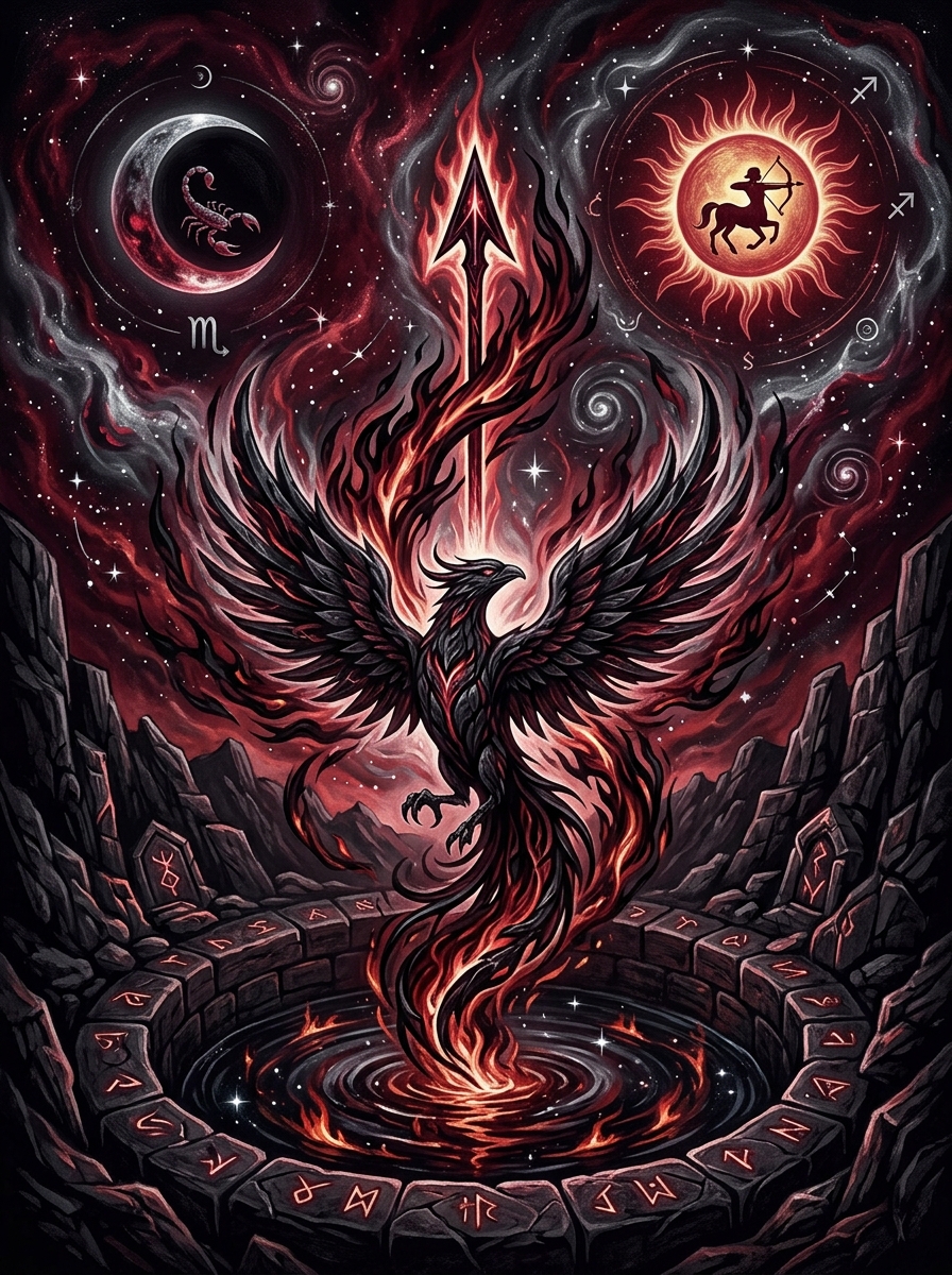 Sol en Sagitario y Luna en Escorpio: El Explorador del Abismo