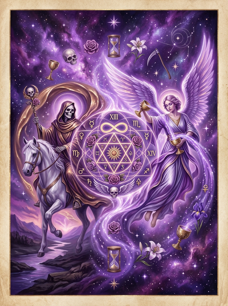 Association Mort et Tempérance au Tarot : Métamorphose, Guérison et Équilibre