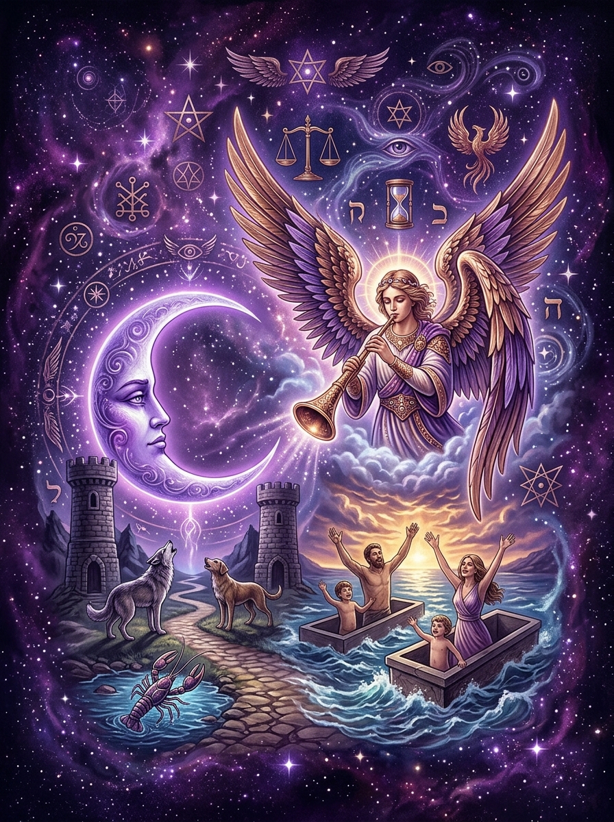 Combinaison Lune et Jugement au Tarot : de l'Ombre à l'Éveil