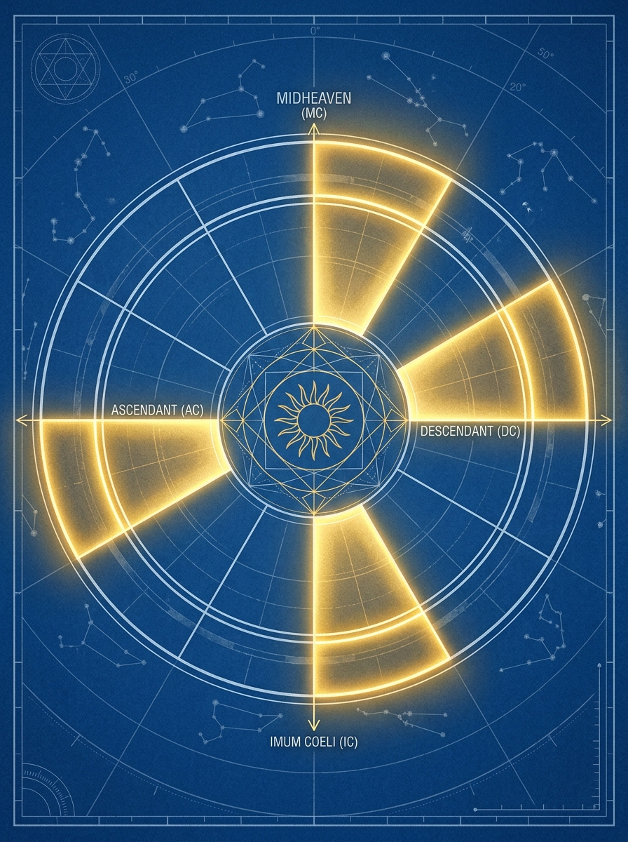 Glossaire : La Maison Angulaire en Astrologie — Définition, Axes et Puissance des Angles