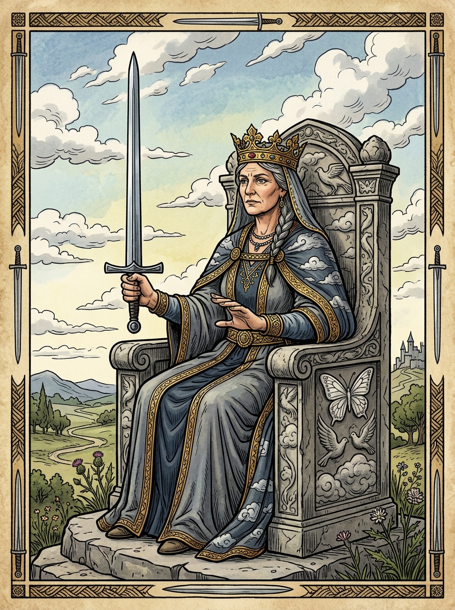 La Reine d'Épées : clarté souveraine, discernement et sagesse transmutée