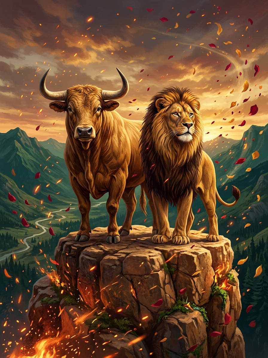 Taureau et Lion : l'alliance royale entre la Terre et le Feu