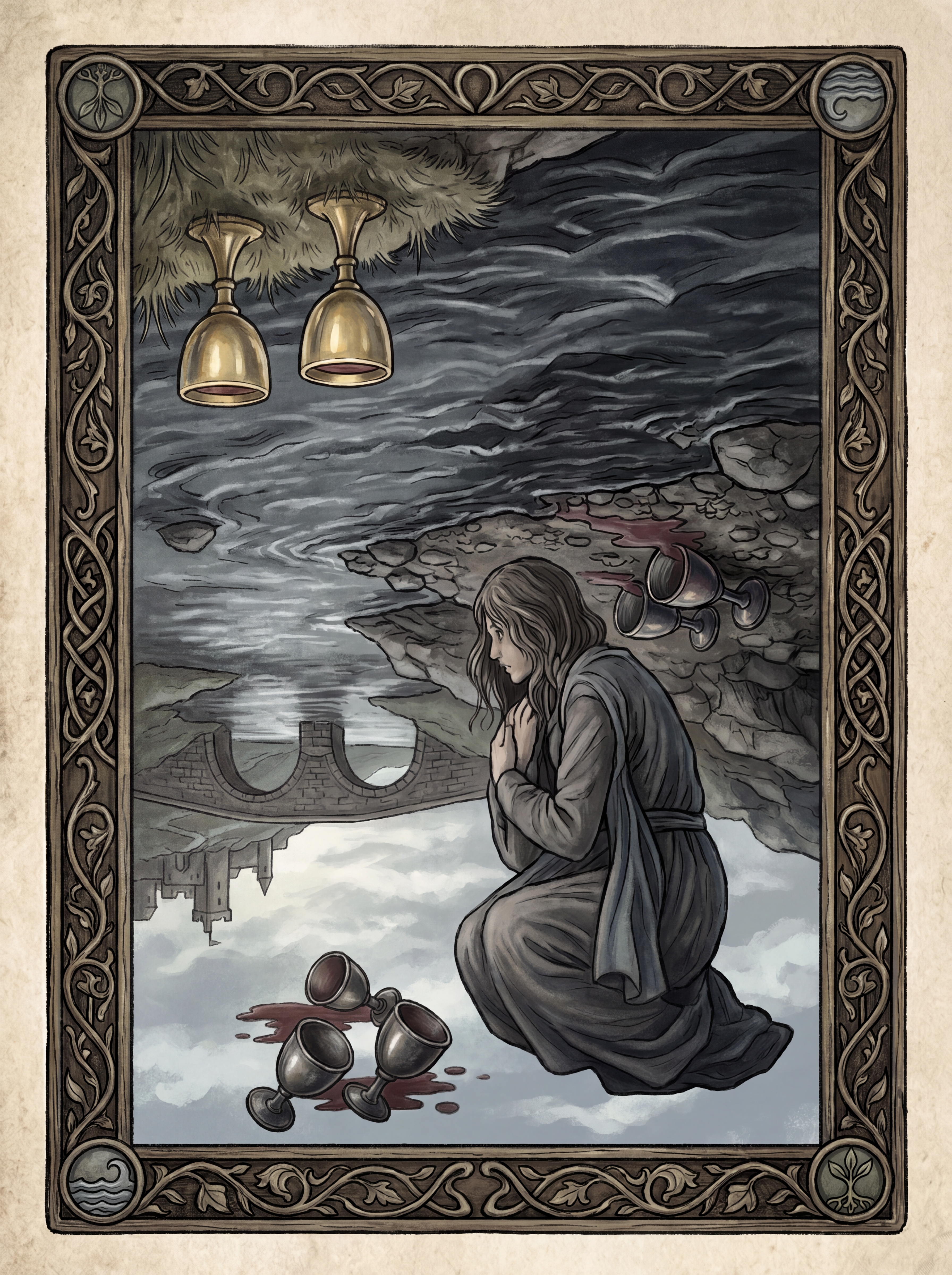 Cinco de Copas no Tarot — significado no amor, carreira e conselho — Carta invertida