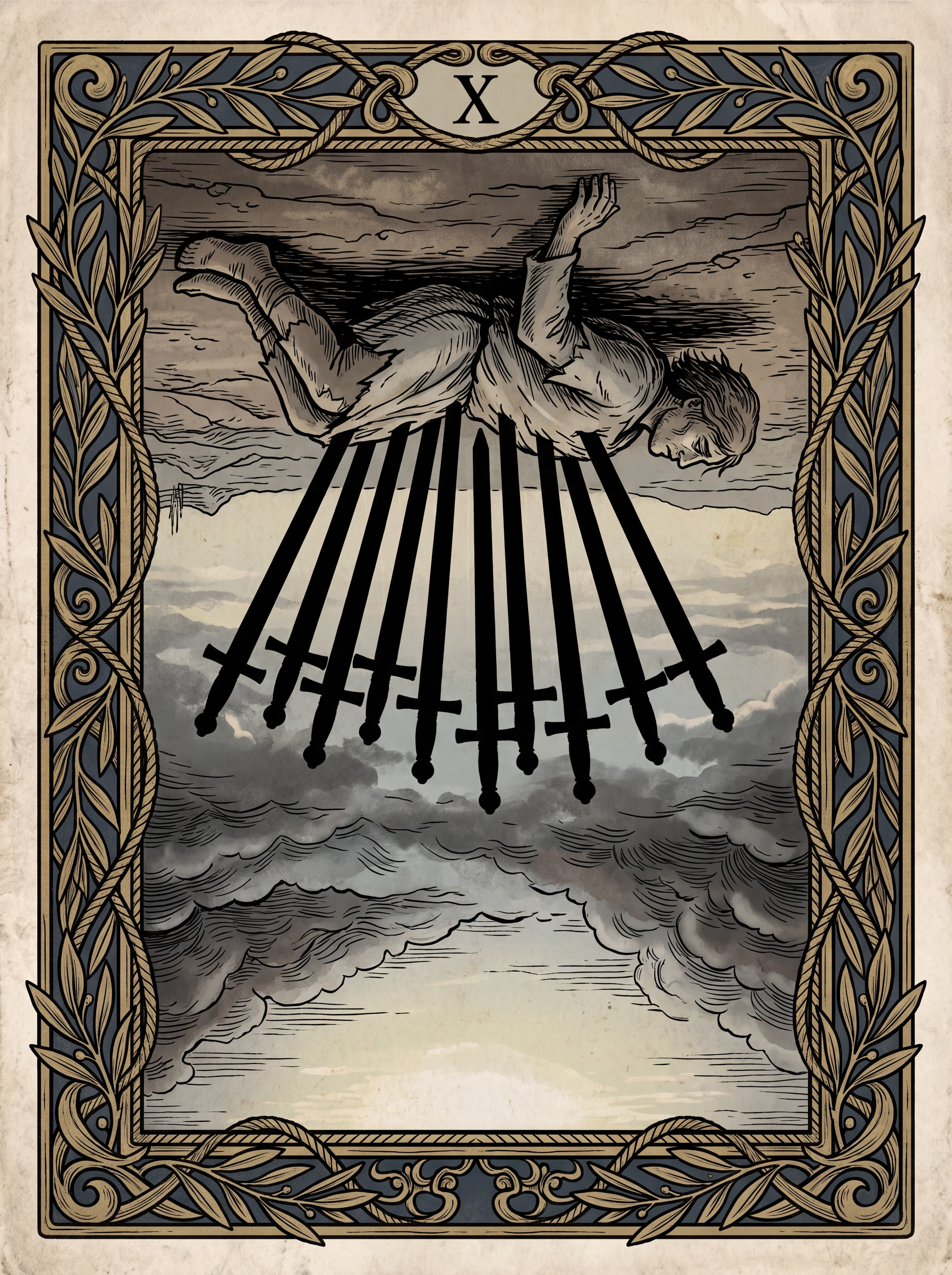 Dez de Espadas no Tarot — significado no amor, carreira e conselho — Carta invertida