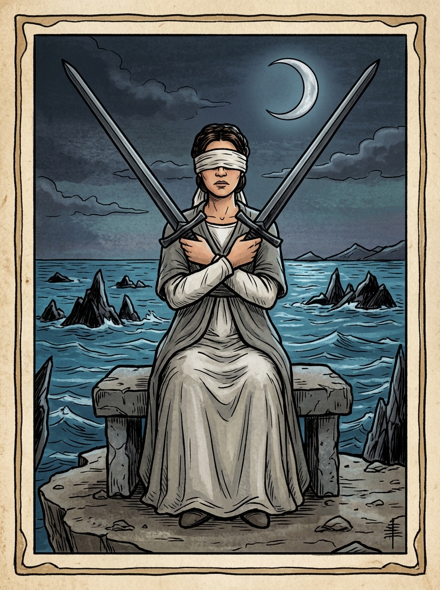Dois de Espadas no Tarot — significado no amor, carreira e conselho
