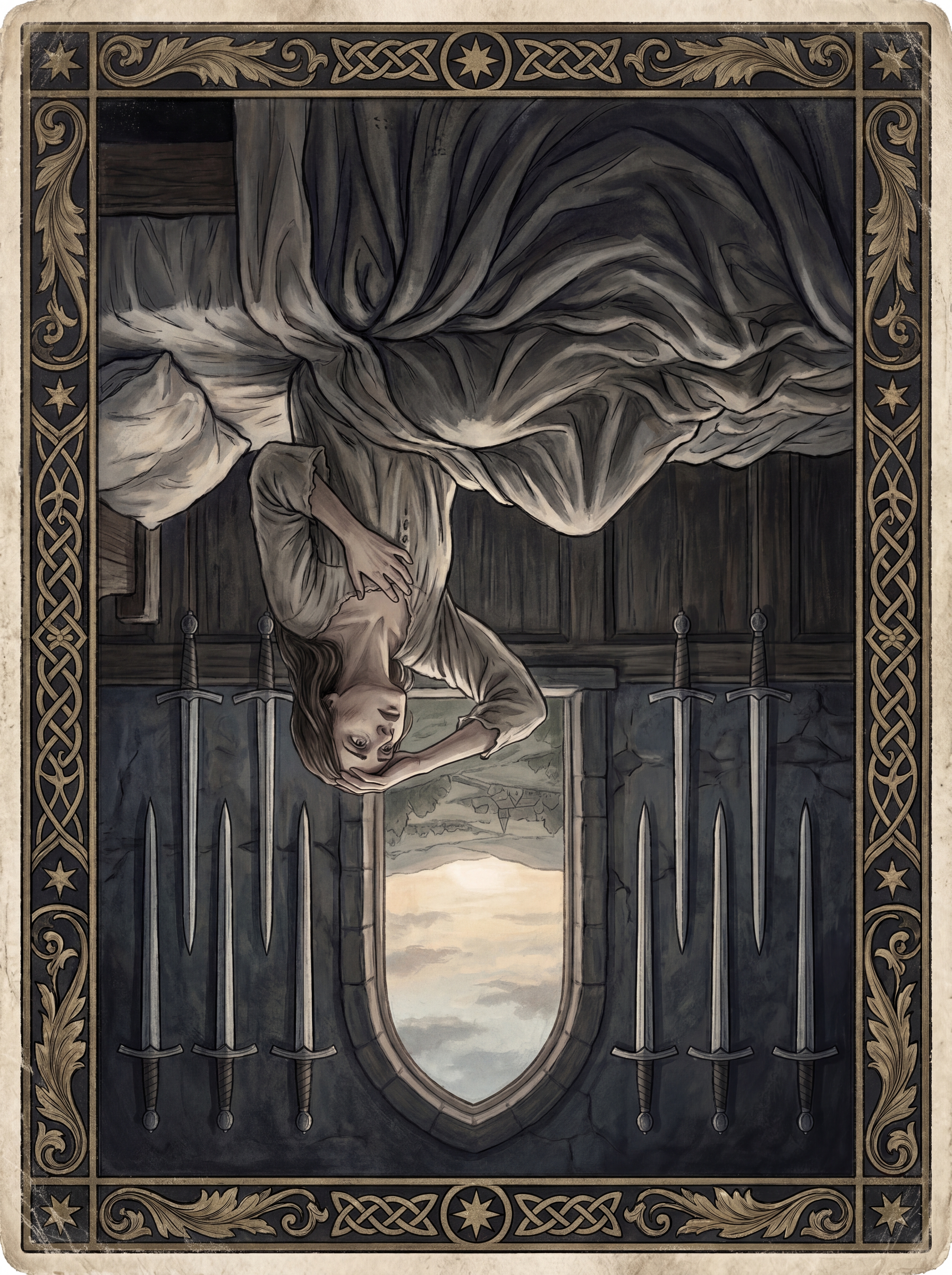 Nove de Espadas no Tarot — significado no amor, carreira e conselho — Carta invertida