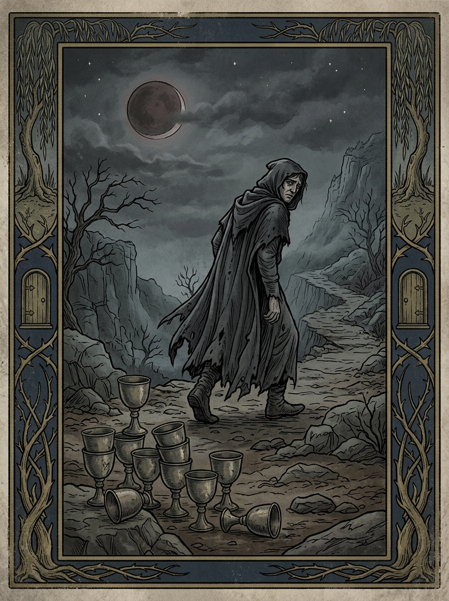 Oito de Copas no Tarot — significado no amor, carreira e conselho — Carta invertida