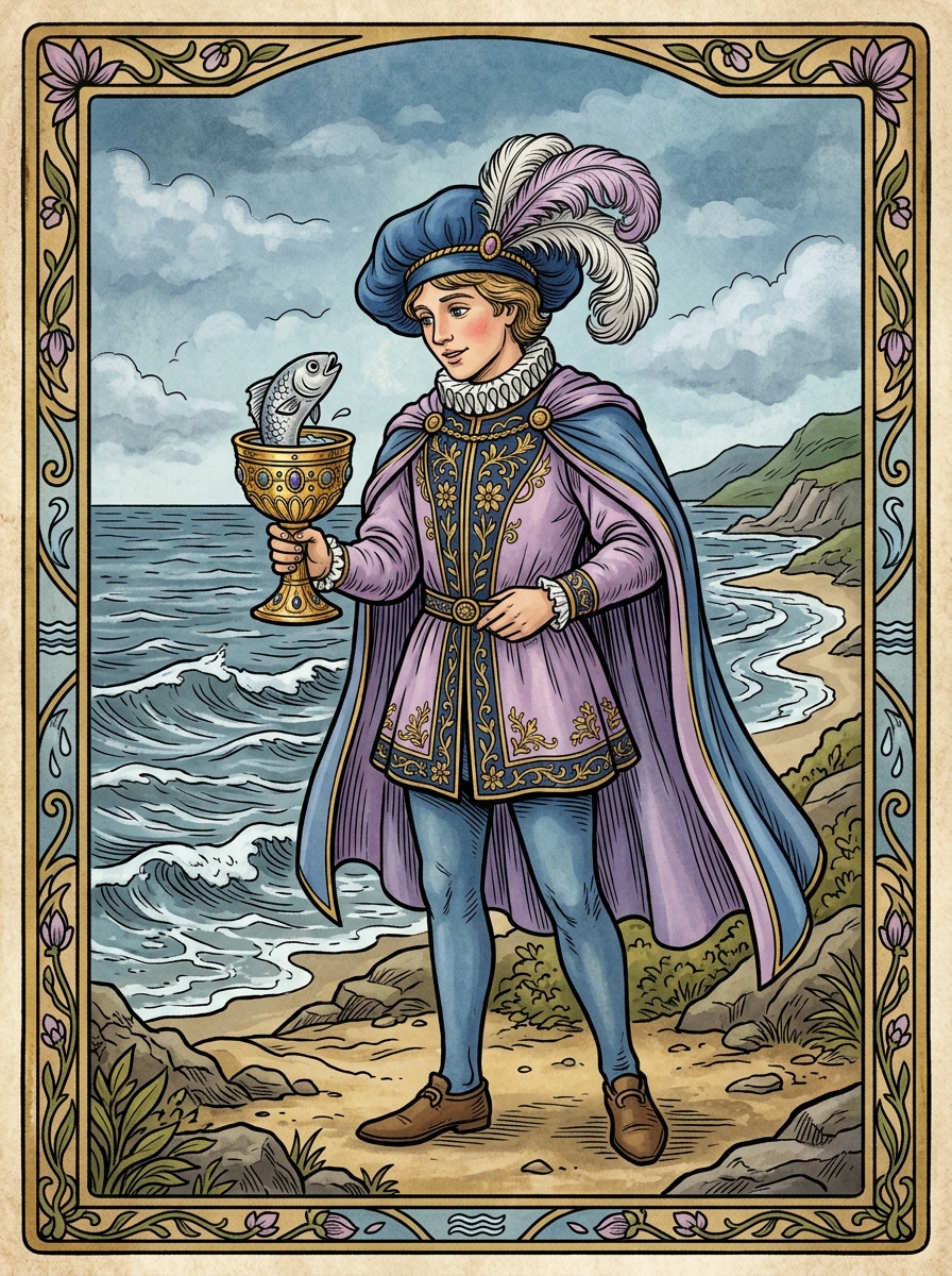 Pajem de Copas no Tarot — significado no amor, carreira e conselho