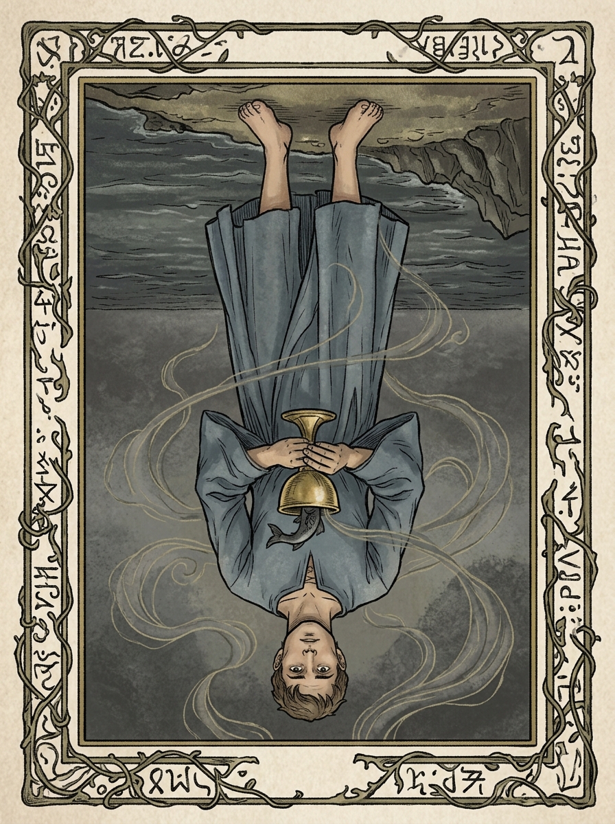 Pajem de Copas no Tarot — significado no amor, carreira e conselho — Carta invertida