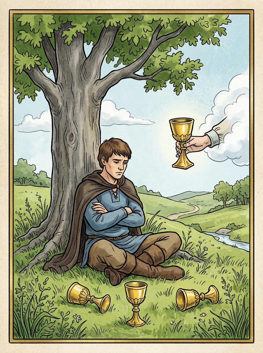 O Quatro de Copas no Tarot — significado no amor, carreira e conselho