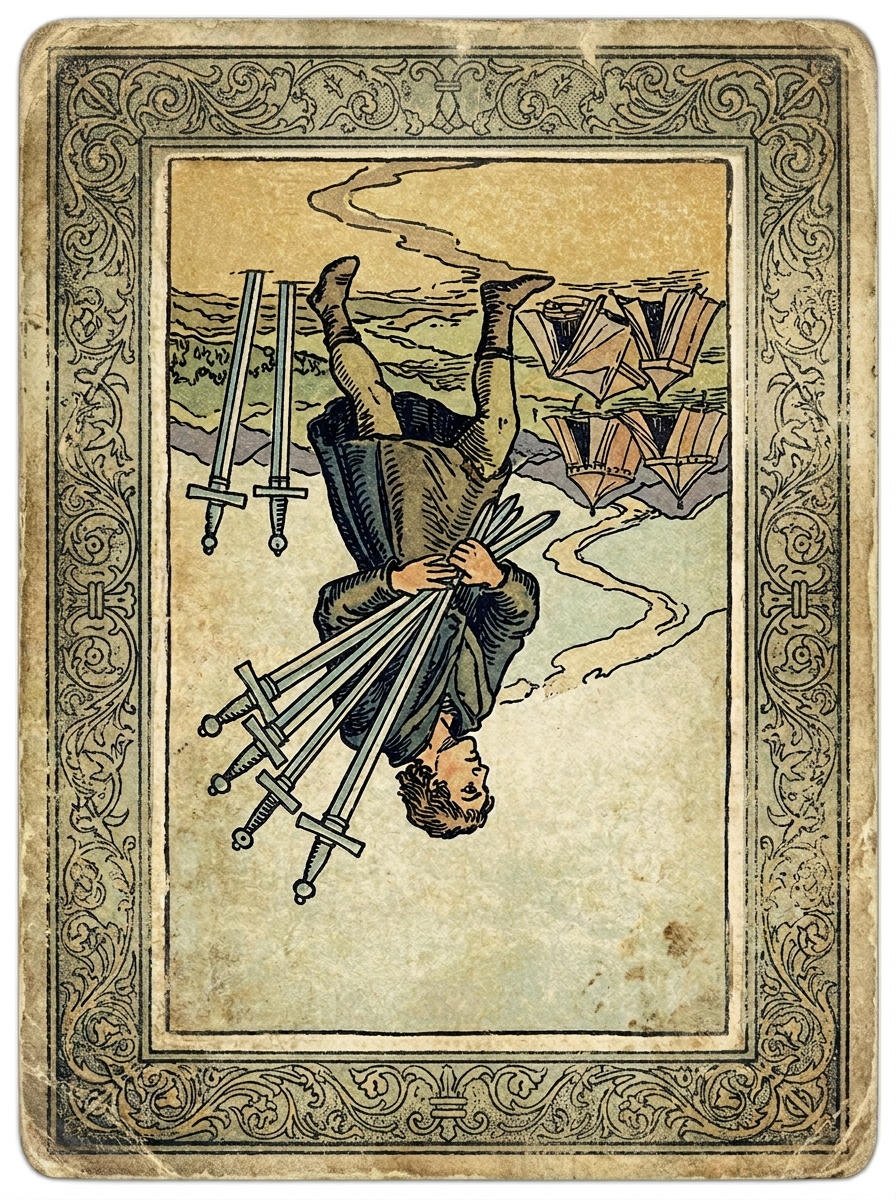 O Sete de Espadas no Tarot — significado no amor, carreira e conselho — Carta invertida