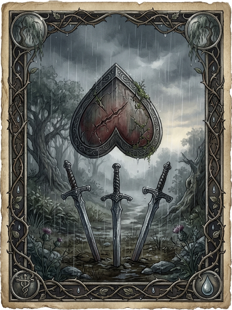 O Três de Espadas no Tarot — significado no amor, carreira e conselho — Carta invertida